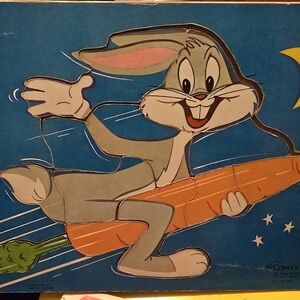 Vintage Bugs Bunny Tray Puzzle with Carrot 1971 Warner Bros Inc 12 Piece